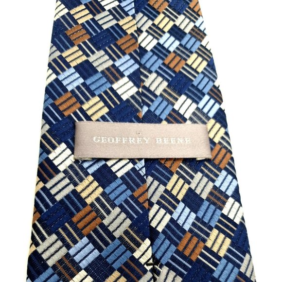 Geoffrey Beene 100% Silk Men Ties Business Shirt Work Suit Accessory Office Blue - Picture 5 of 5